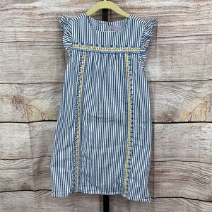 Vineyard Vines Blue and White Seersucker Shift Dress with Yellow Trim Size 10